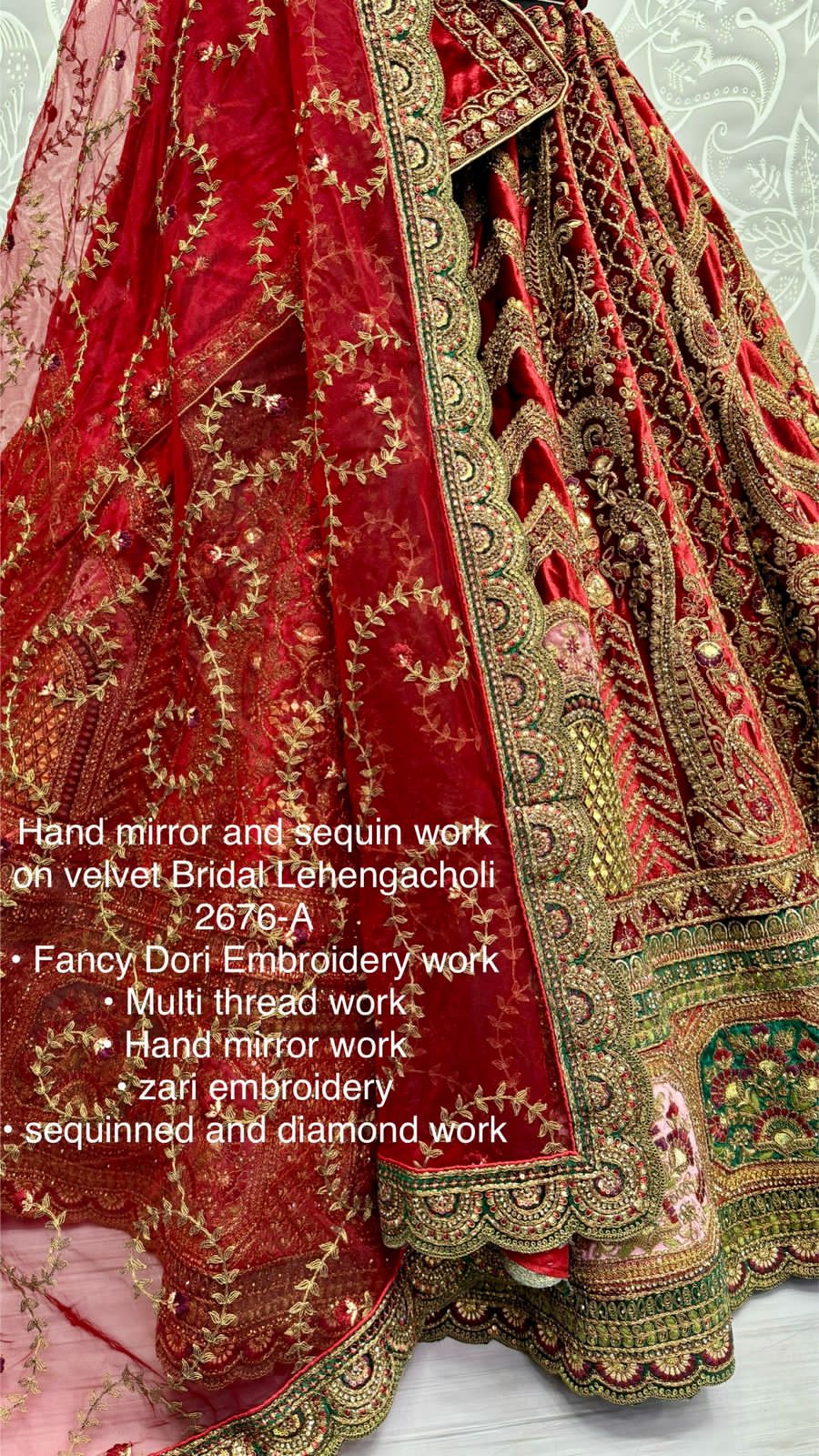 Beautiful Designer Bridal Heavy Velvet Lehenga Choli