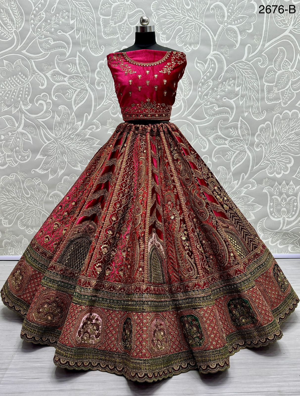 Beautiful Designer Bridal Heavy Velvet Lehenga Choli