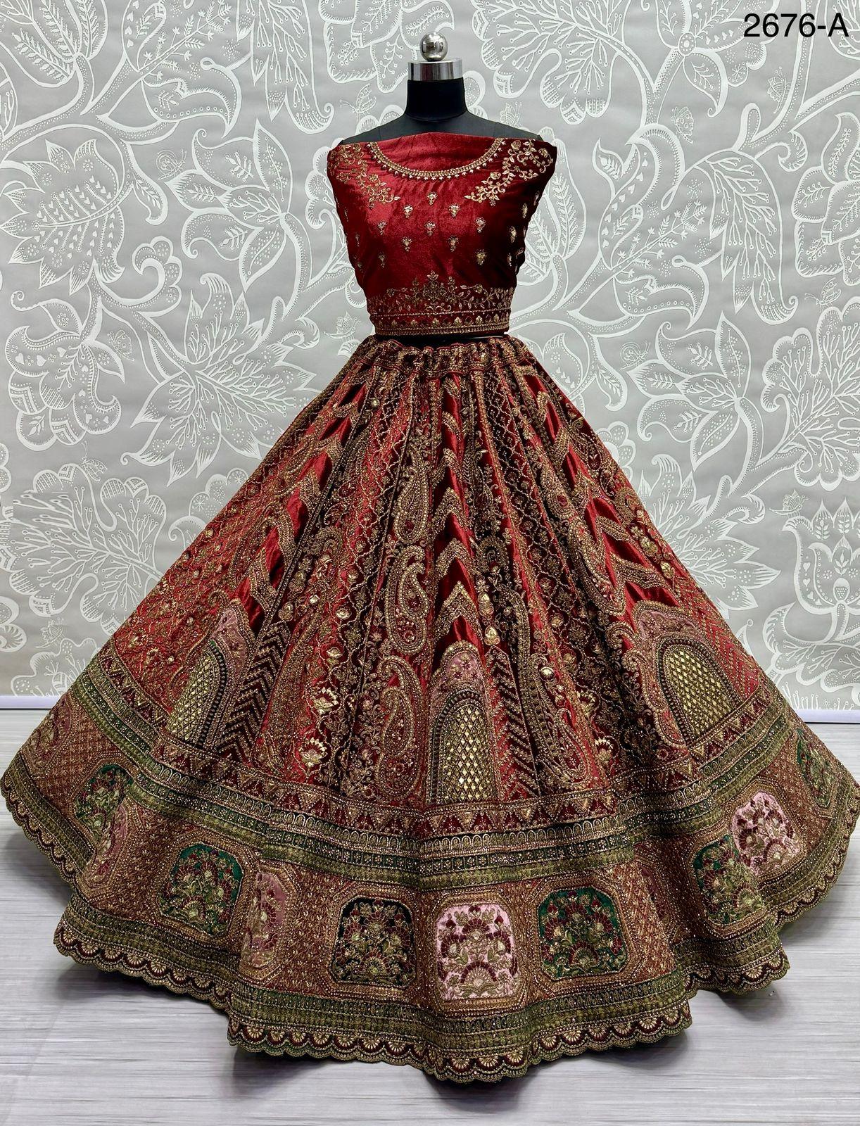 Beautiful Designer Bridal Heavy Velvet Lehenga Choli