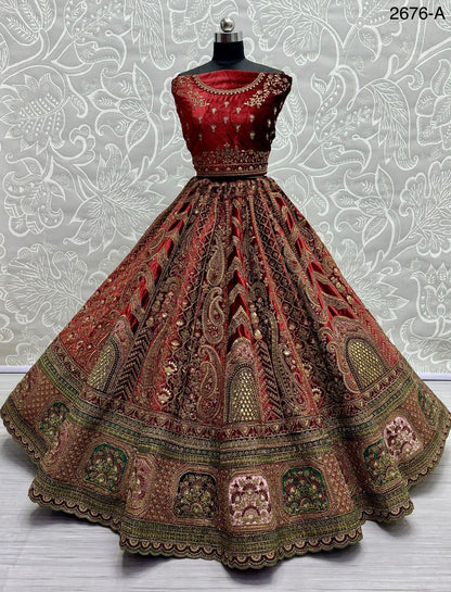 Beautiful Designer Bridal Heavy Velvet Lehenga Choli
