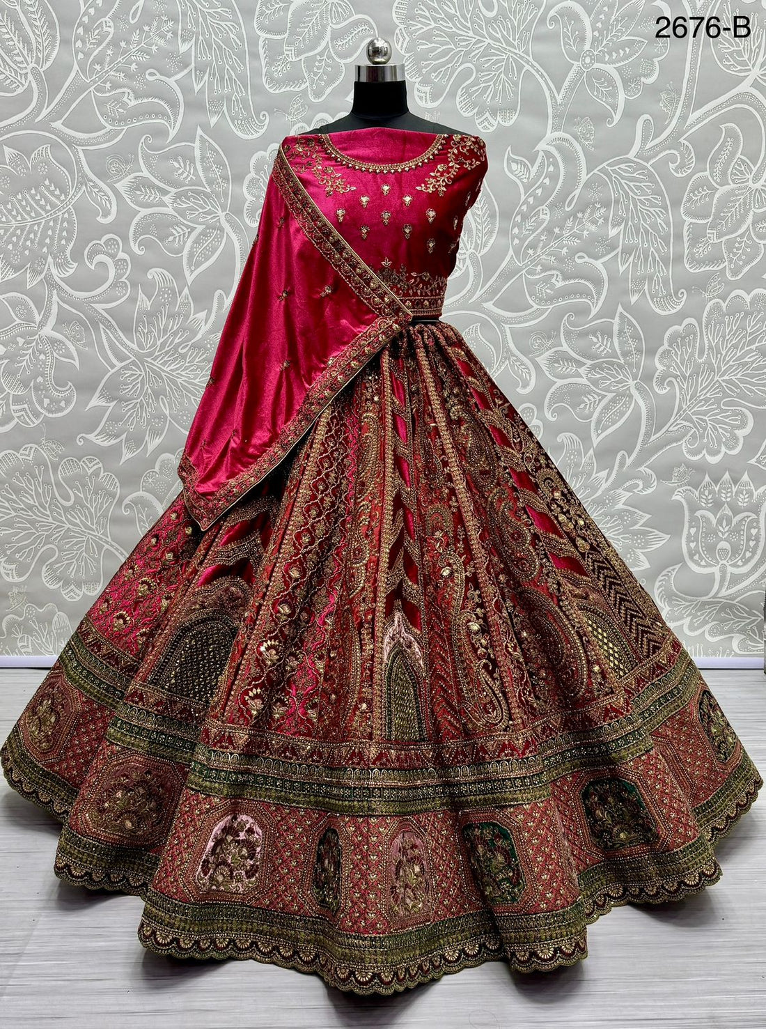 Beautiful Designer Bridal Heavy Velvet Lehenga Choli