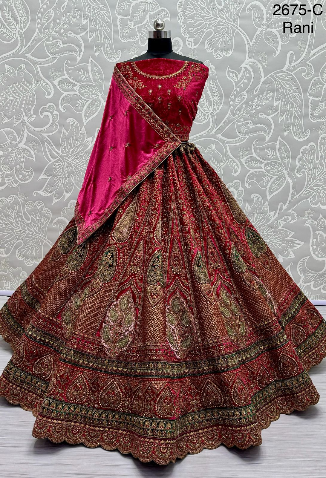 Beautiful Designer Bridal Heavy Velvet Lehenga Choli