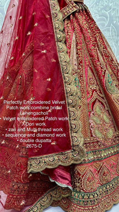 Beautiful Designer Bridal Heavy Velvet Lehenga Choli