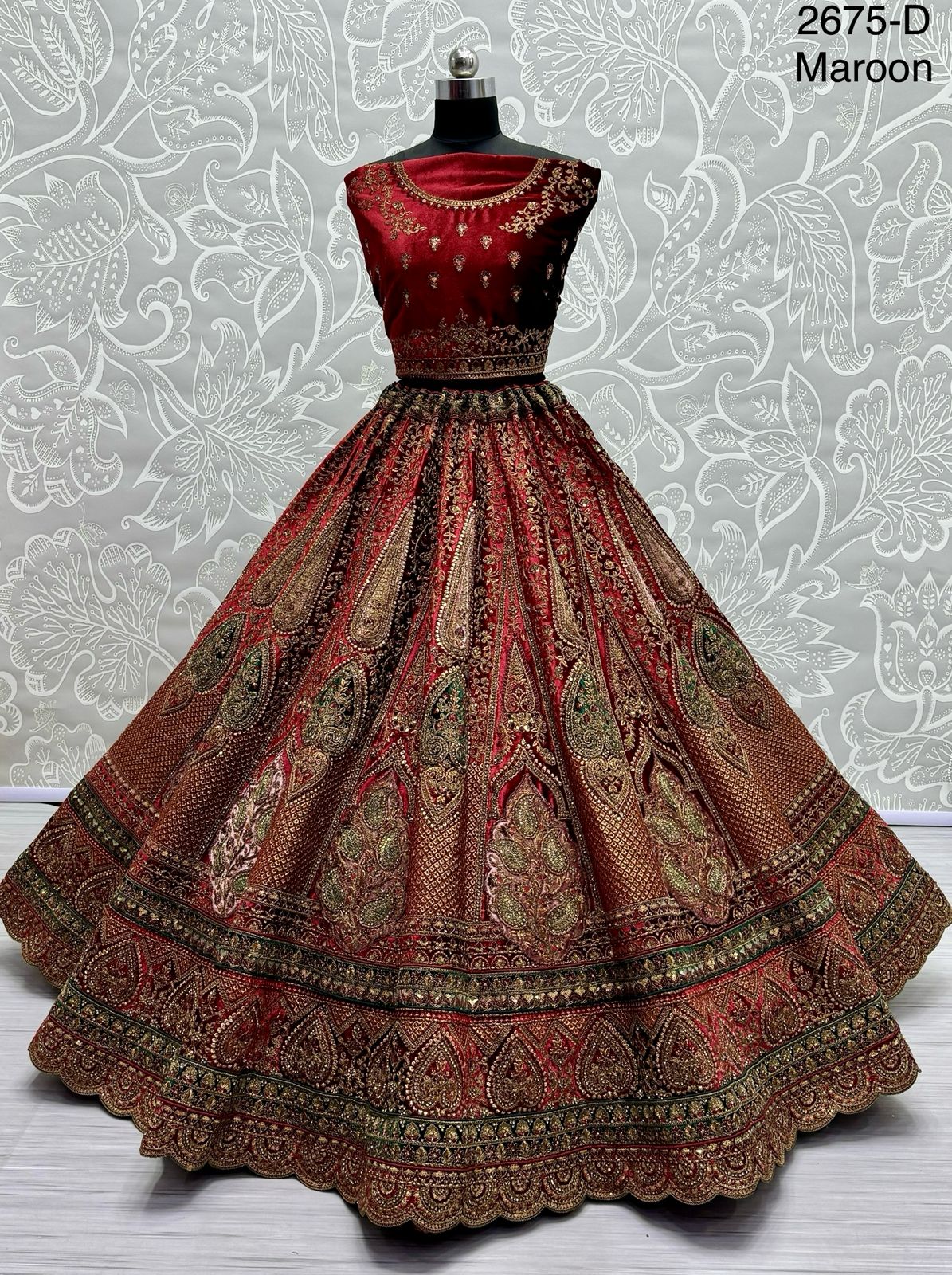 Beautiful Designer Bridal Heavy Velvet Lehenga Choli