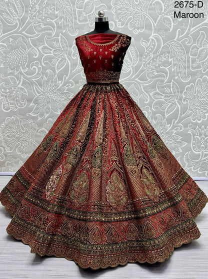 Beautiful Designer Bridal Heavy Velvet Lehenga Choli