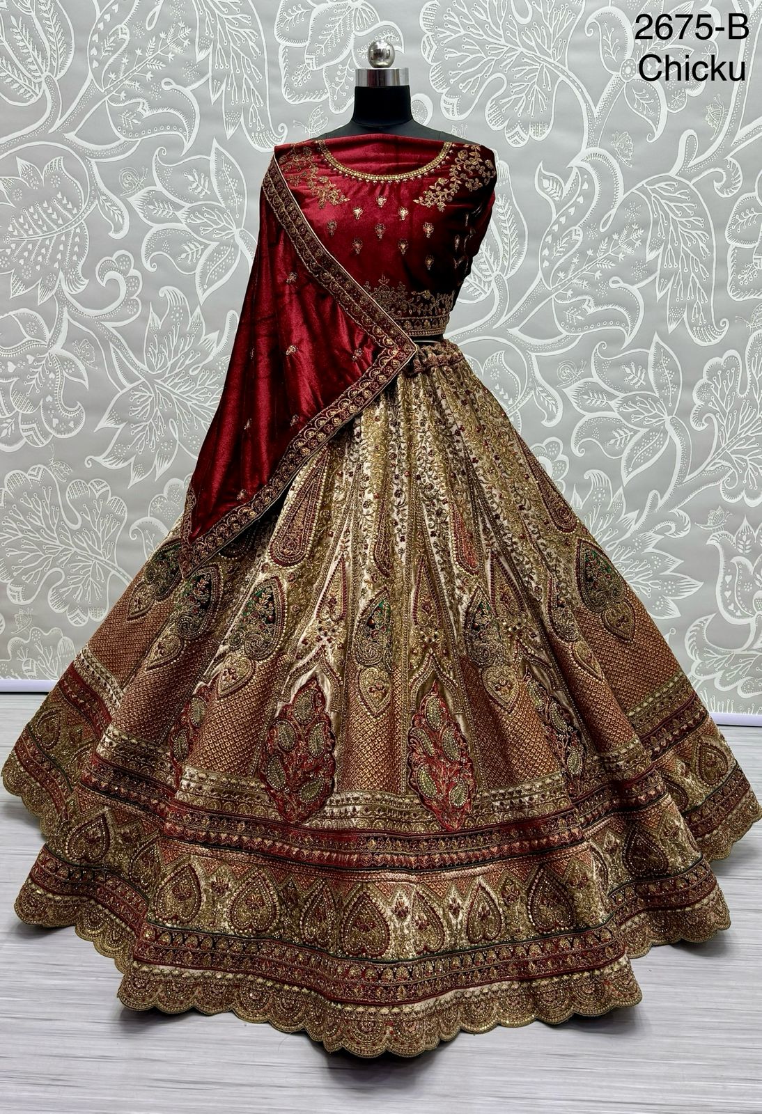 Beautiful Designer Bridal Heavy Velvet Lehenga Choli