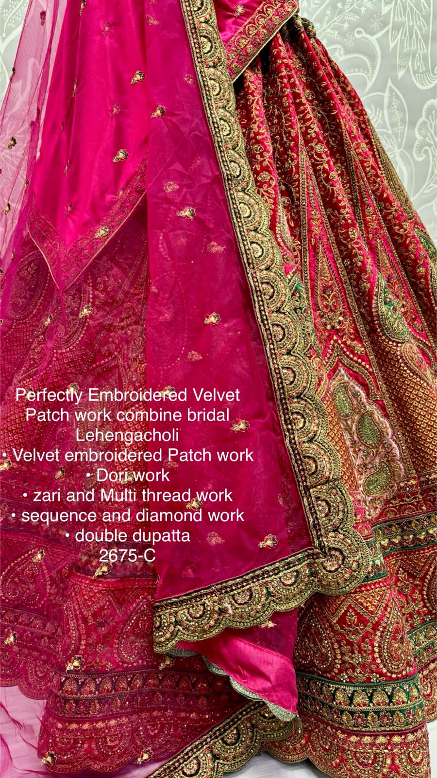 Beautiful Designer Bridal Heavy Velvet Lehenga Choli