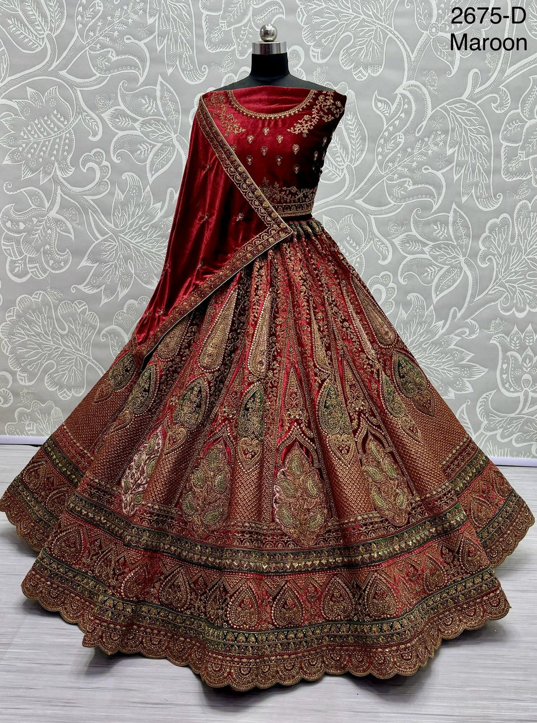 Beautiful Designer Bridal Heavy Velvet Lehenga Choli