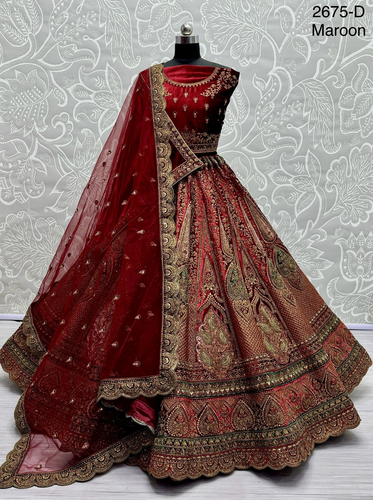 Beautiful Designer Bridal Heavy Velvet Lehenga Choli