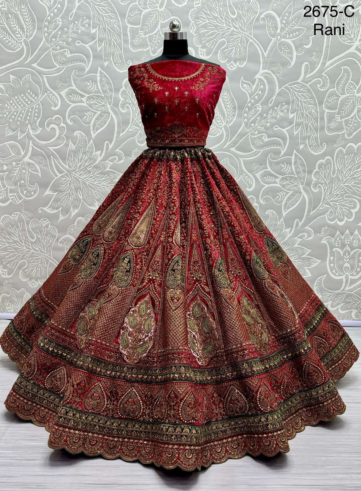 Beautiful Designer Bridal Heavy Velvet Lehenga Choli