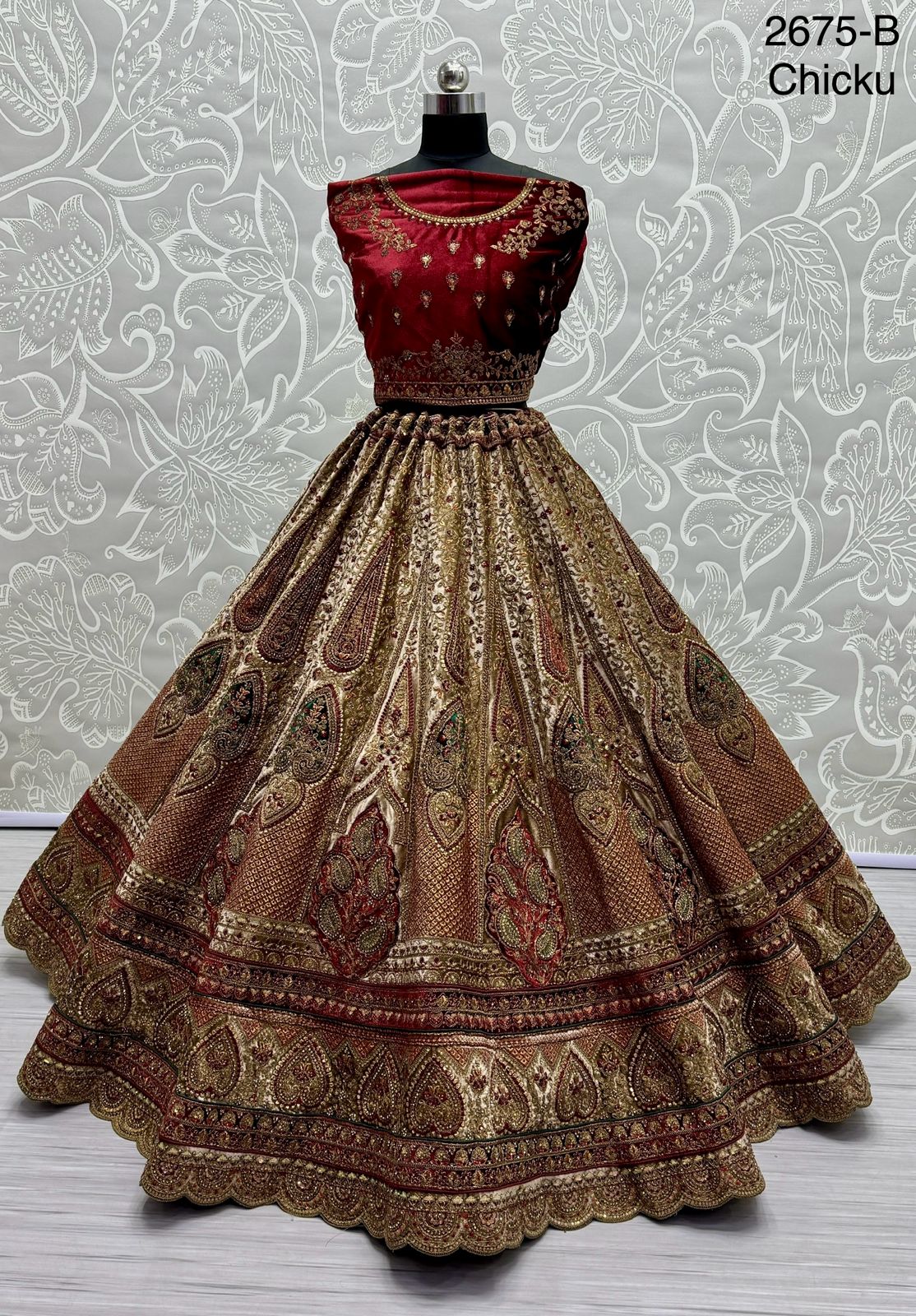 Beautiful Designer Bridal Heavy Velvet Lehenga Choli