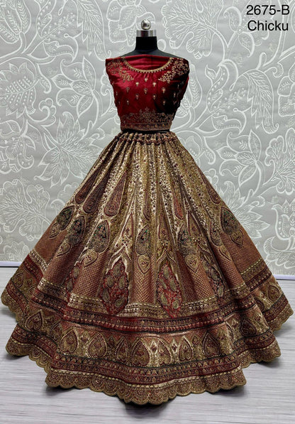 Beautiful Designer Bridal Heavy Velvet Lehenga Choli