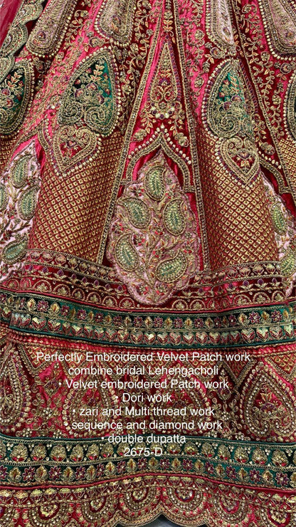 Beautiful Designer Bridal Heavy Velvet Lehenga Choli
