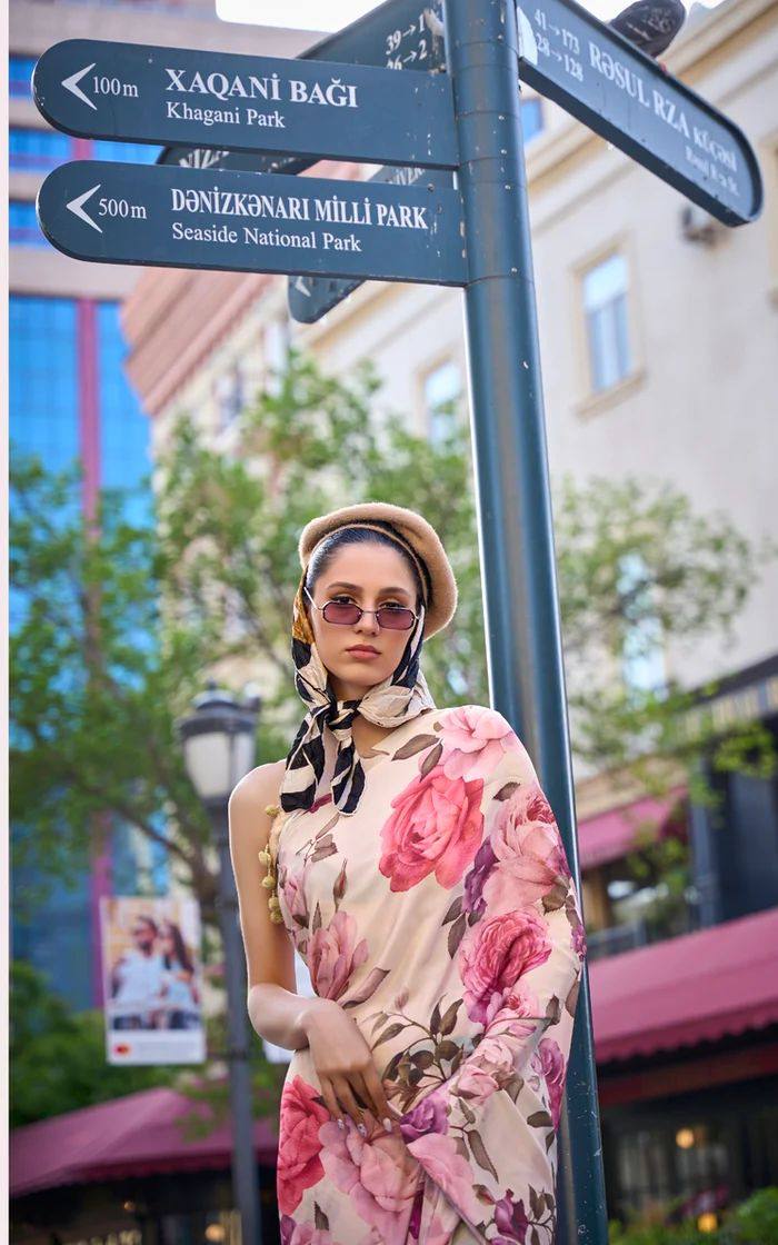 Beautiful Designer Soft Linen Saree Digital Print Saree