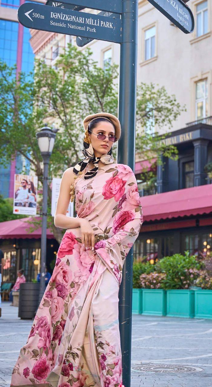 Beautiful Designer Soft Linen Saree Digital Print Saree