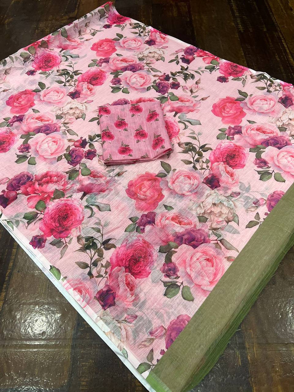 Beautiful Designer Soft Linen Saree Digital Print Saree