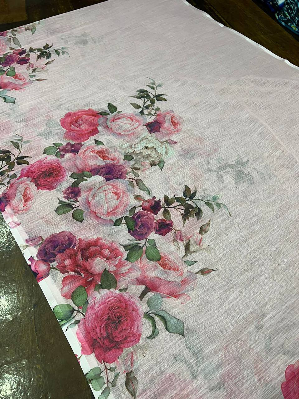 Beautiful Designer Soft Linen Saree Digital Print Saree