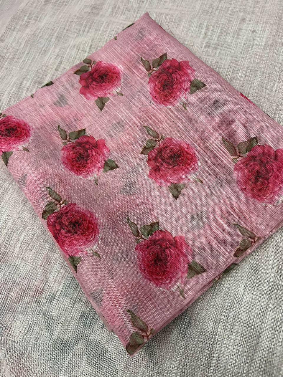 Beautiful Designer Soft Linen Saree Digital Print Saree