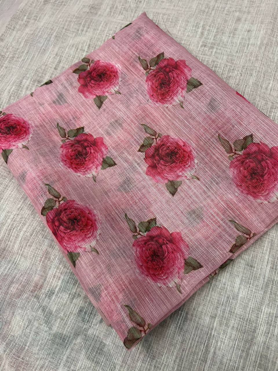 Beautiful Designer Soft Linen Saree Digital Print Saree