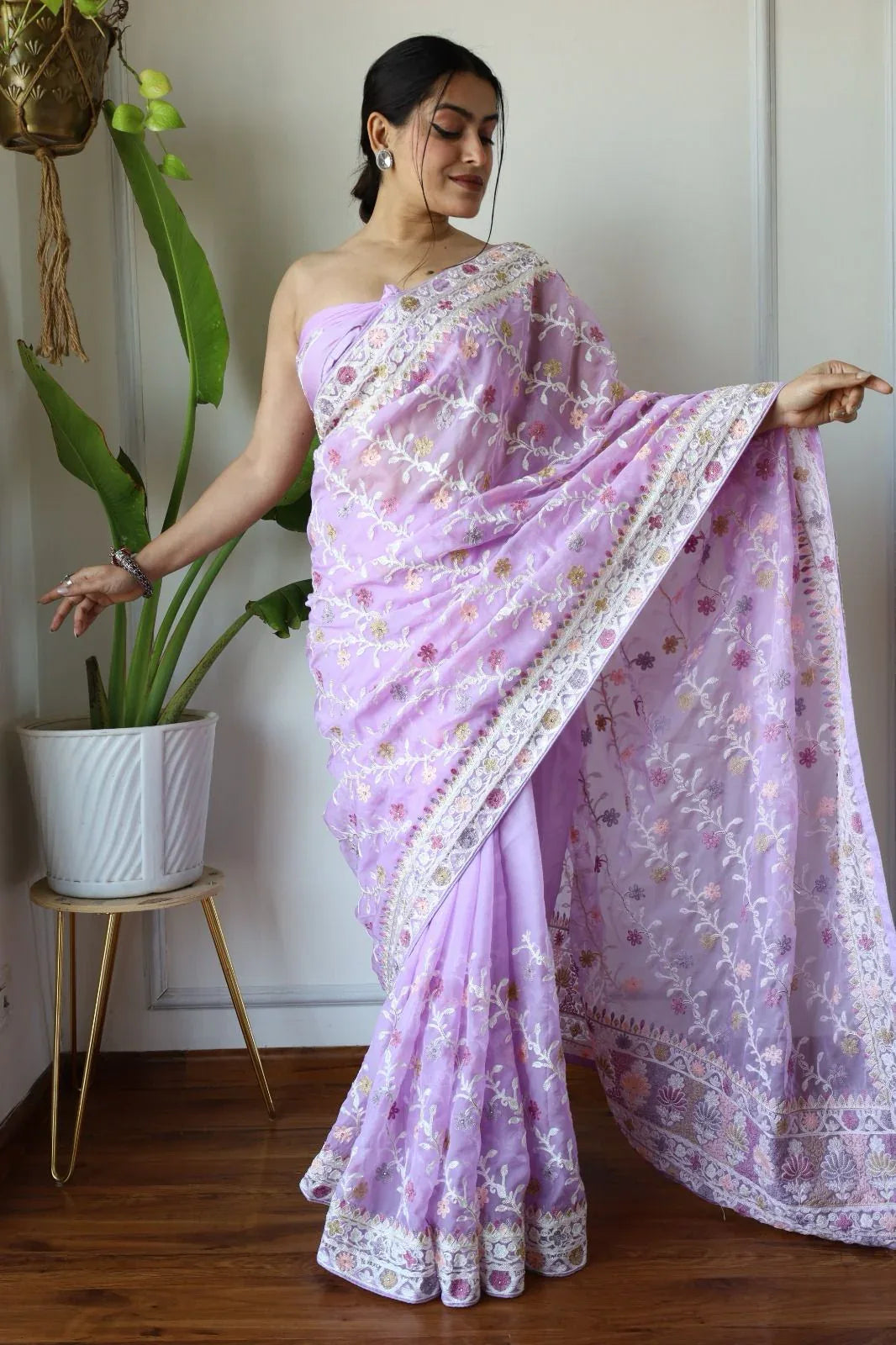 Beautiful Designer Bollywood Style Soft Organza Sequence Saree