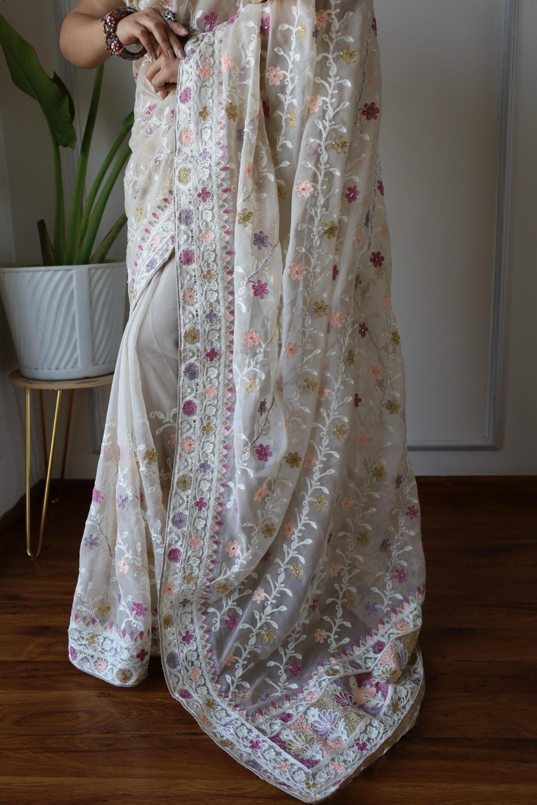 Beautiful Designer Bollywood Style Soft Organza Sequence Saree