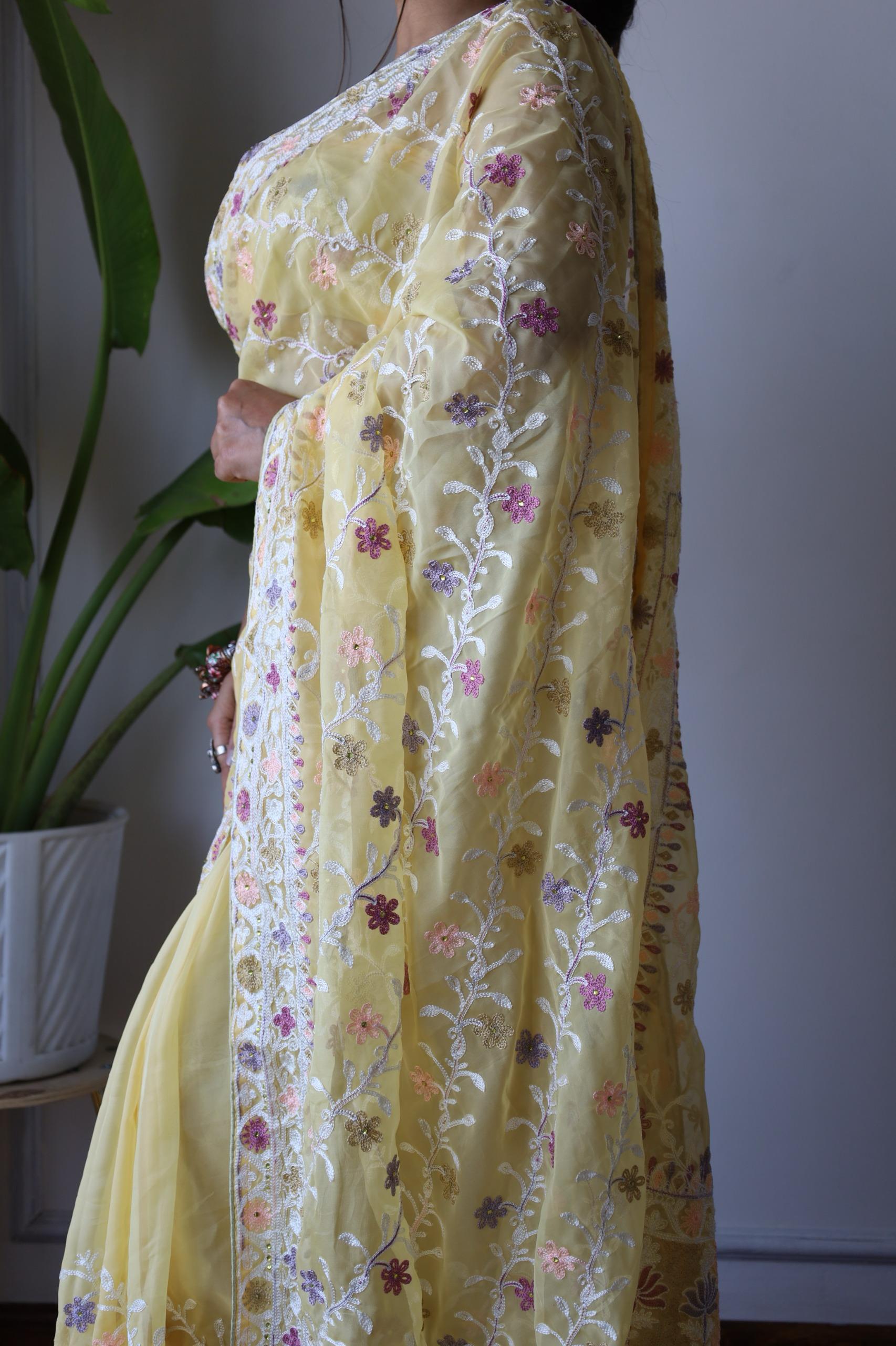 Beautiful Designer Bollywood Style Soft Organza Sequence Saree