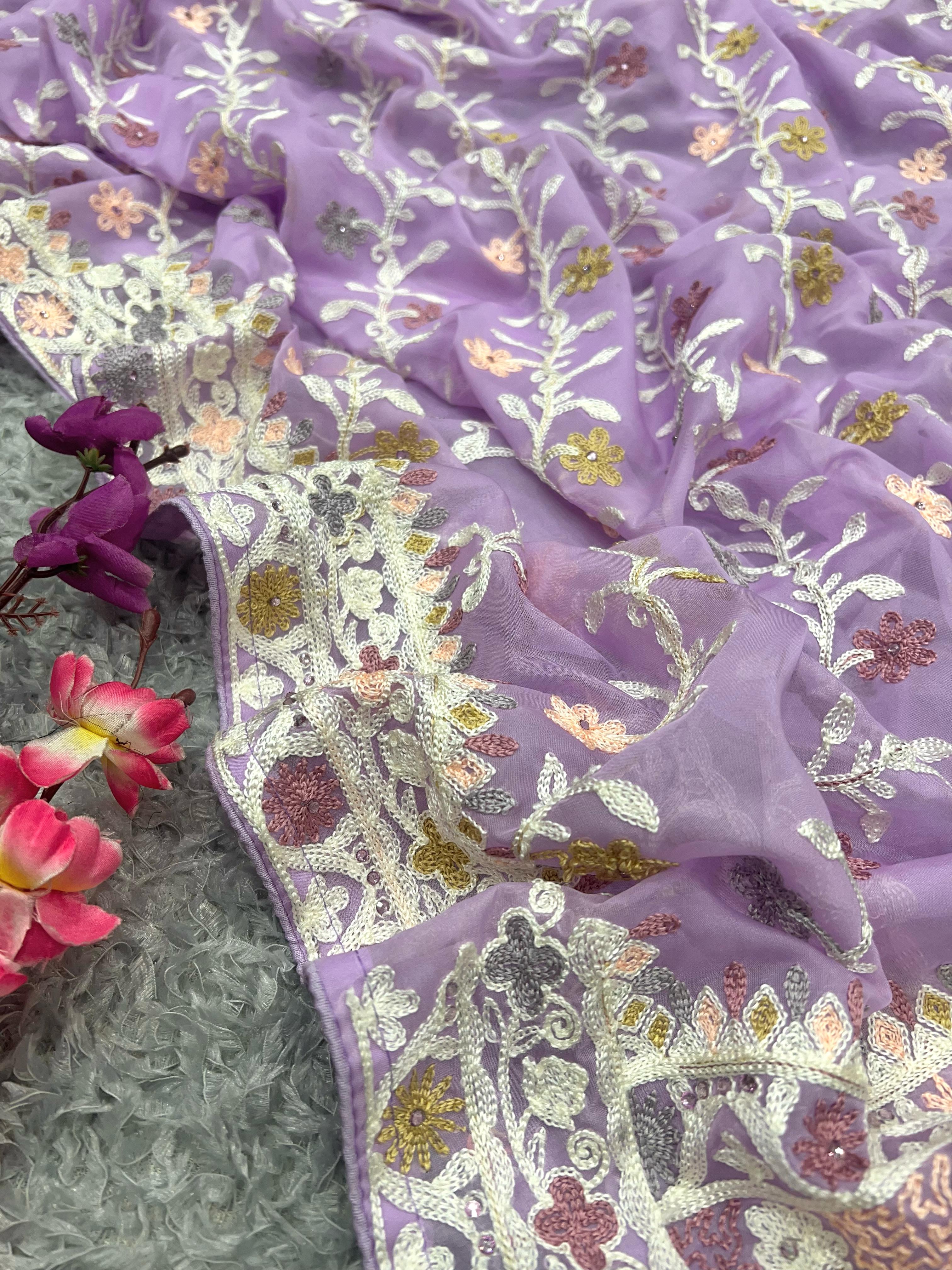 Beautiful Designer Bollywood Style Soft Organza Sequence Saree