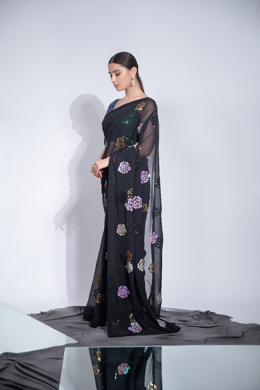 Beautiful Designer Bollywood Style Heavy Georgette Sequence Saree
