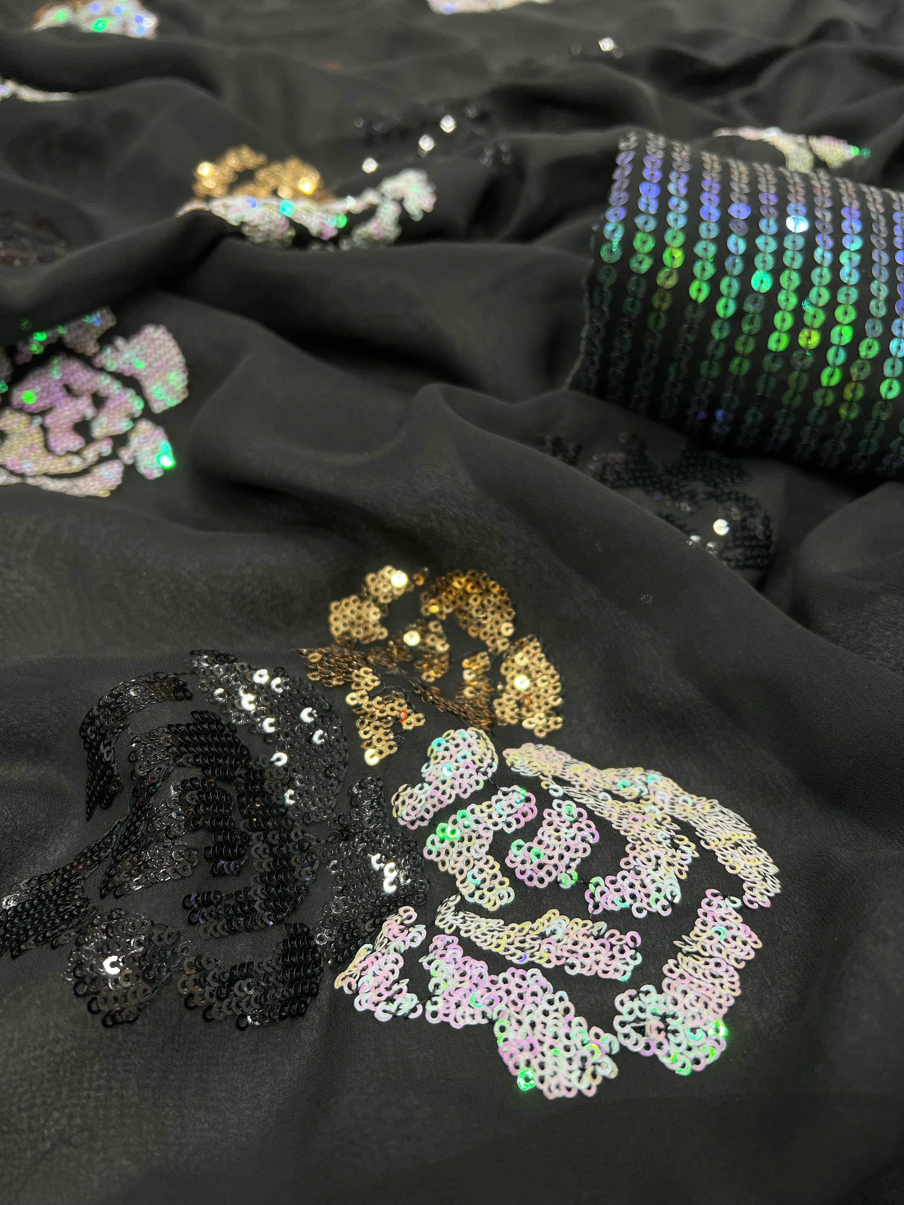 Beautiful Designer Bollywood Style Heavy Georgette Sequence Saree