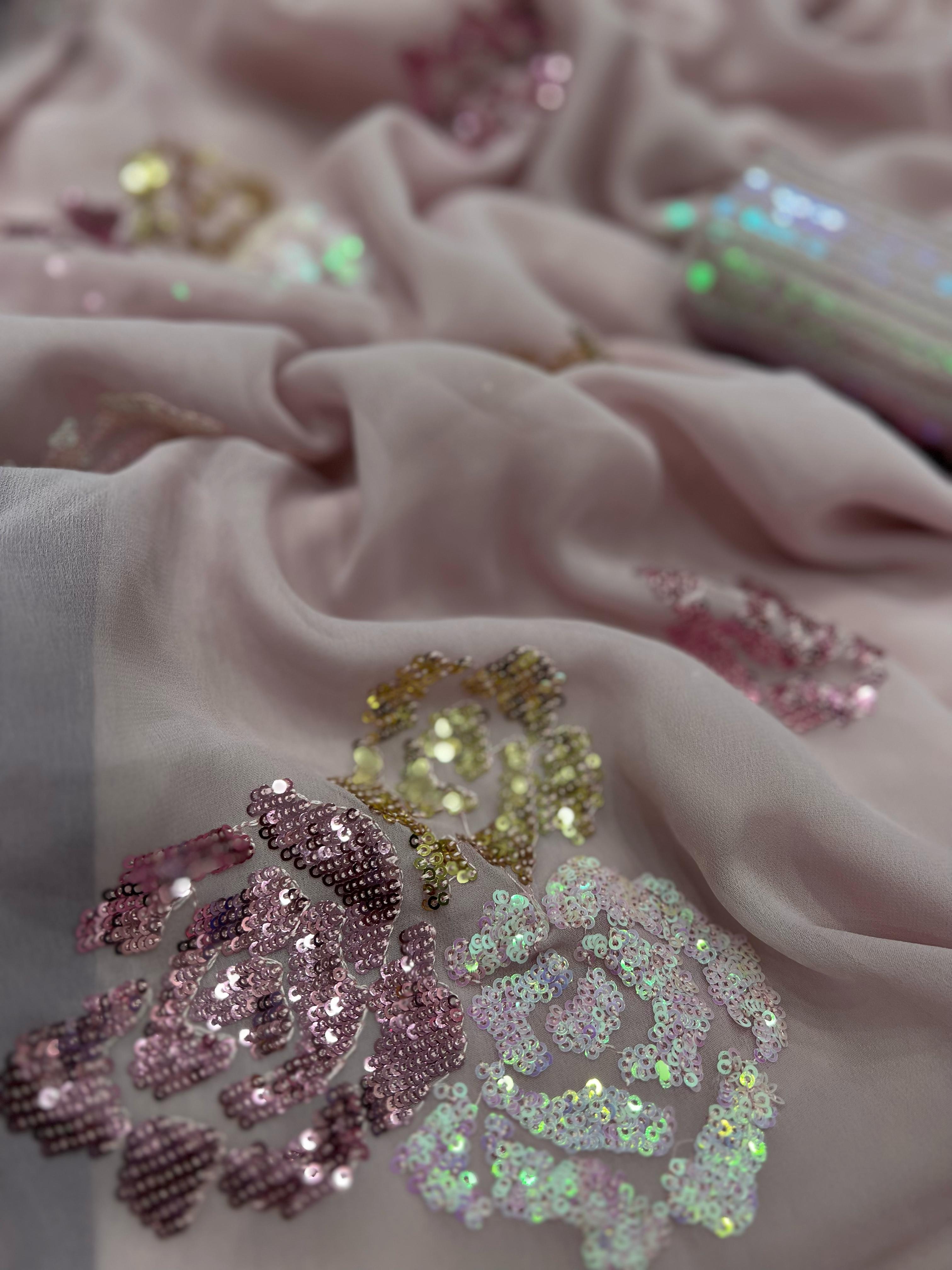 Beautiful Designer Bollywood Style Heavy Georgette Sequence Saree