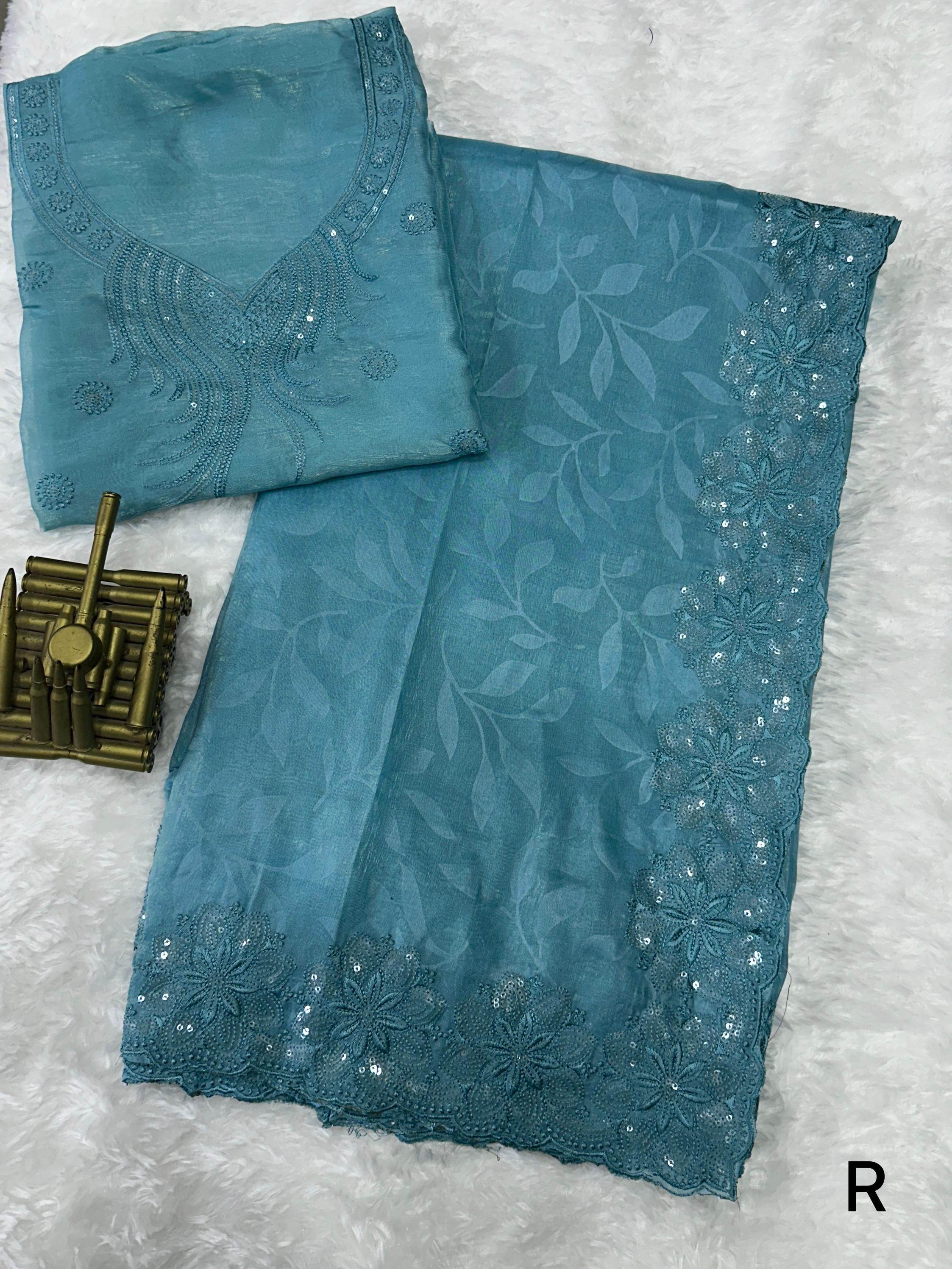 Beautiful Designer Party Wear Kangana Pure Rangeen Silk Saree