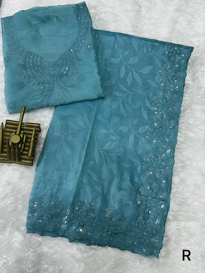 Beautiful Designer Party Wear Kangana Pure Rangeen Silk Saree