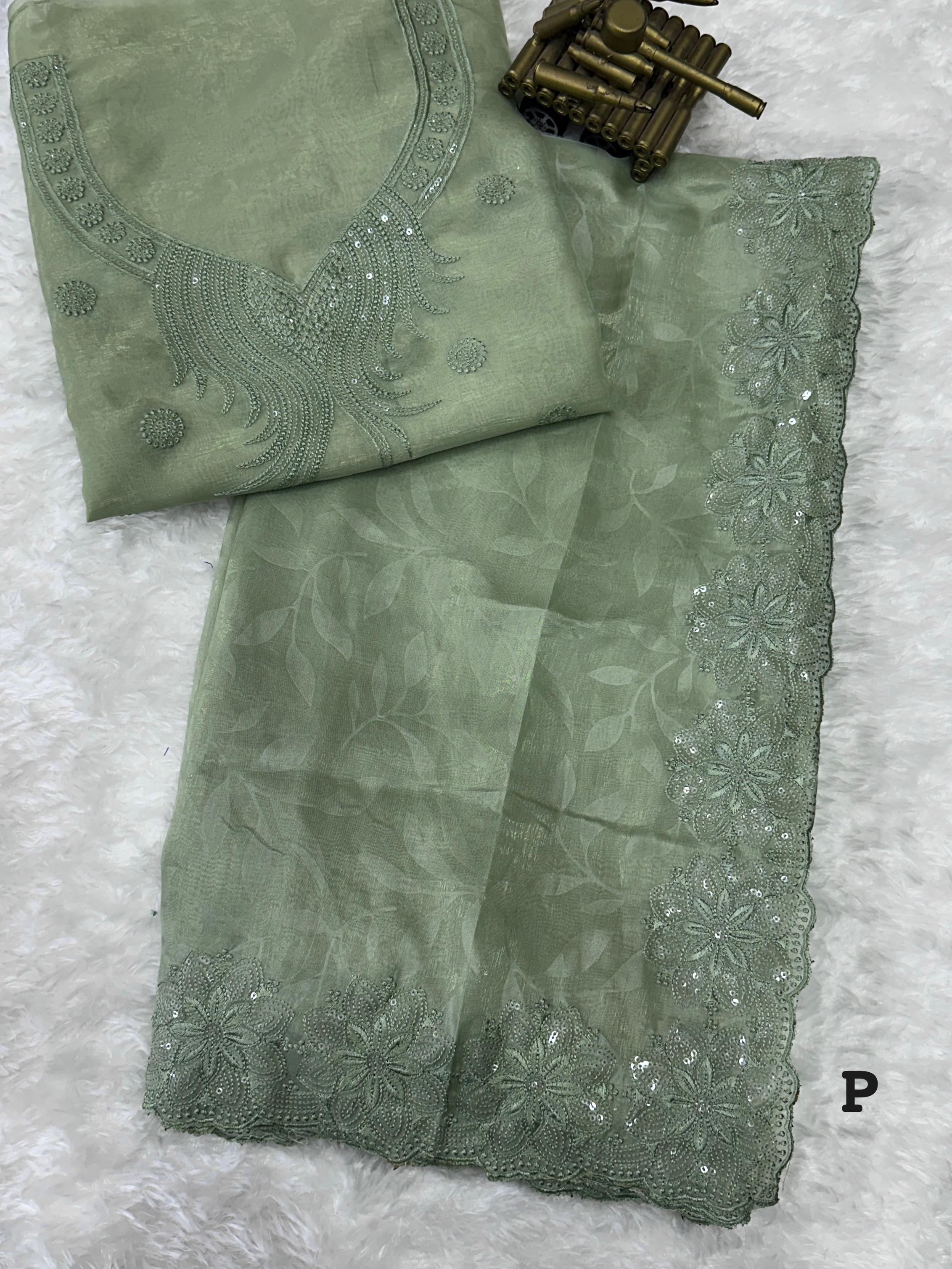 Beautiful Designer Party Wear Kangana Pure Rangeen Silk Saree