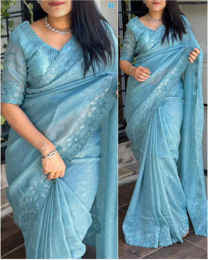 Beautiful Designer Party Wear Kangana Pure Rangeen Silk Saree