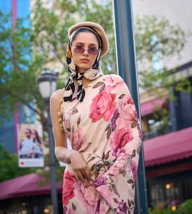 Beautiful Designer Soft Linen Saree Digital Print Saree