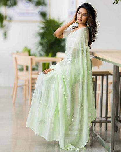 Beautiful Designer Soft Georgette With Sequence Saree