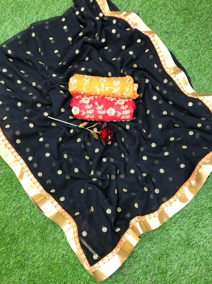 Beautiful Designer Soft Georgette With Butti Saree