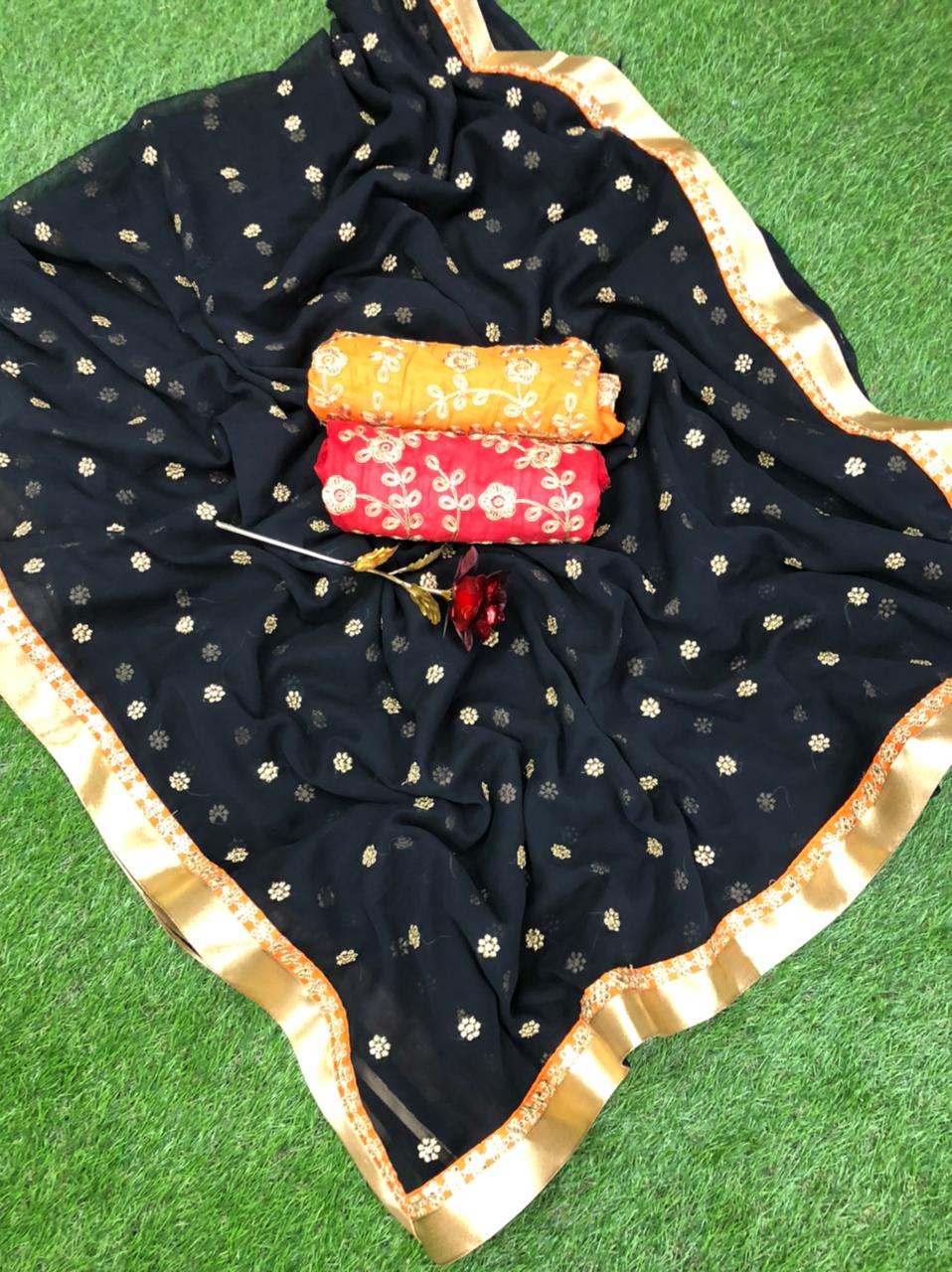 Beautiful Designer Soft Georgette With Butti Saree