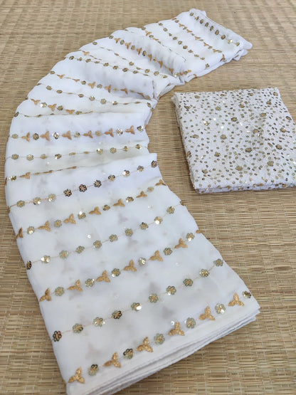 Beautiful Designer Heavy Georgette With Sequence Saree