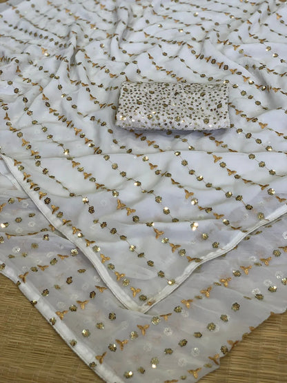 Beautiful Designer Heavy Georgette With Sequence Saree