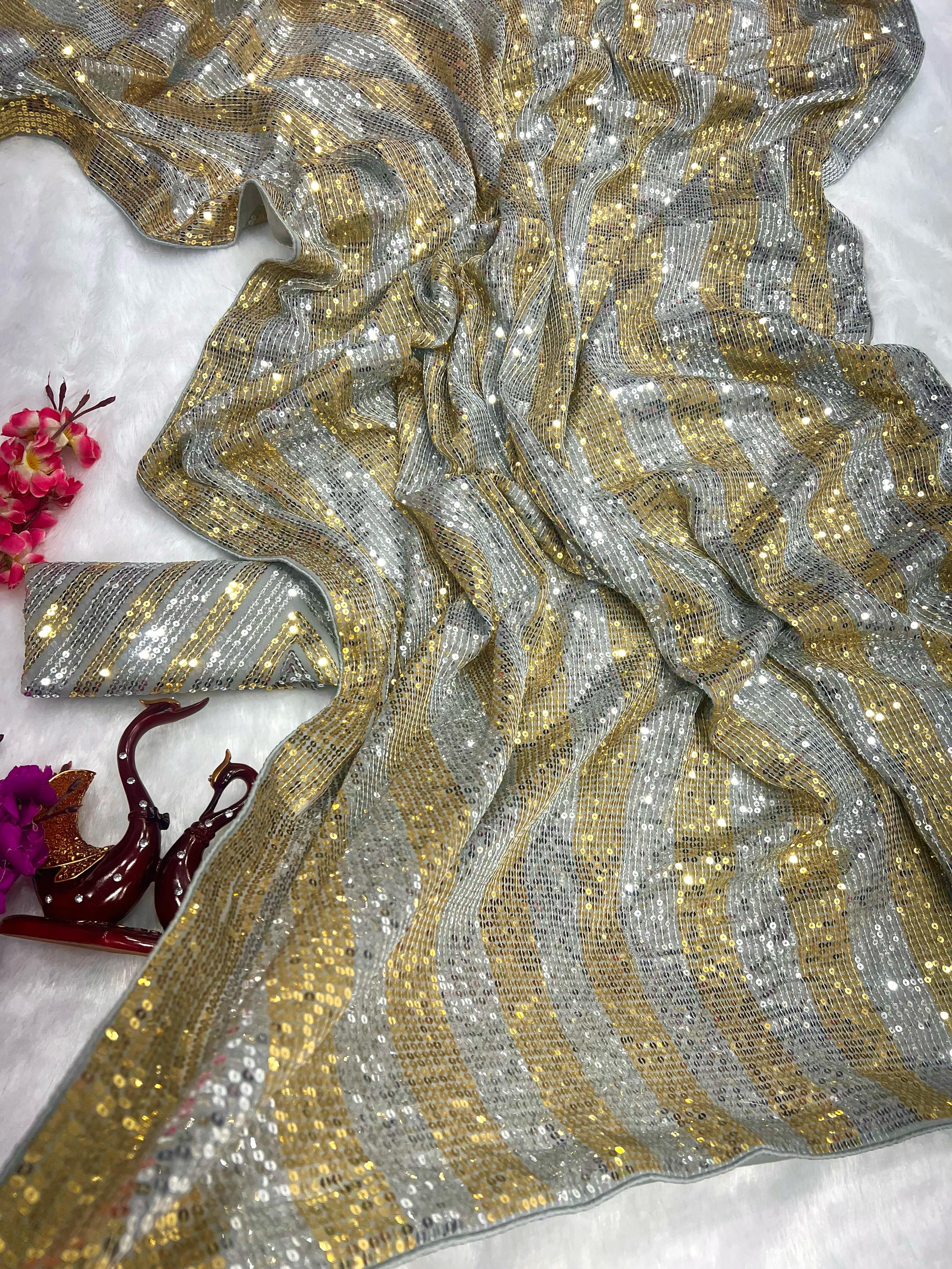 Beautiful Designer Heavy Georgette With Sequence Saree