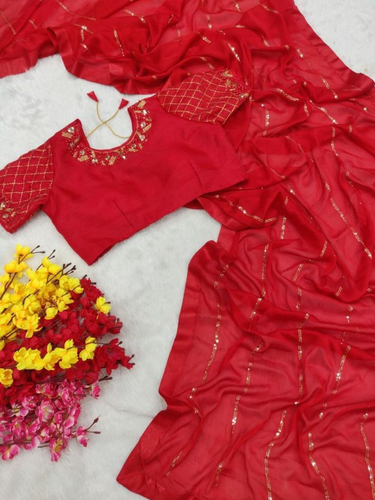 Beautiful Designer Heavy Rangoli Silk With Sequence Saree