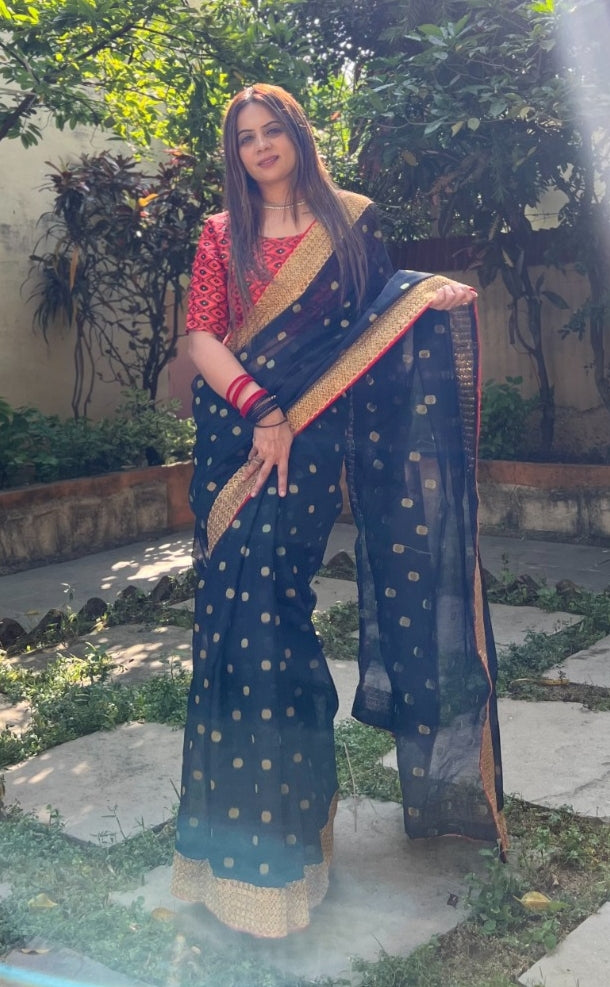 Beautiful Designer Soft Cotton With Butti Saree