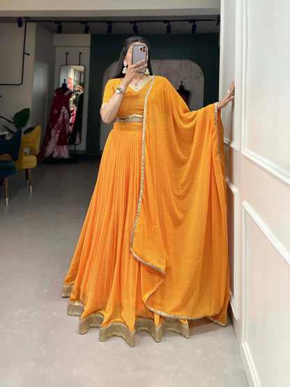Beautiful Designer Bandhani Georgette Lehenga Choli