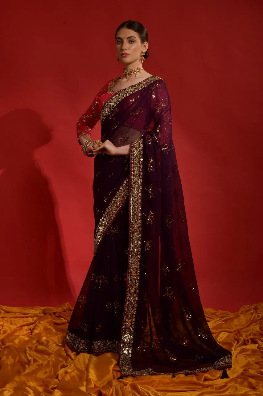 Beautiful Designer Heavy Georgette With Sequence Saree