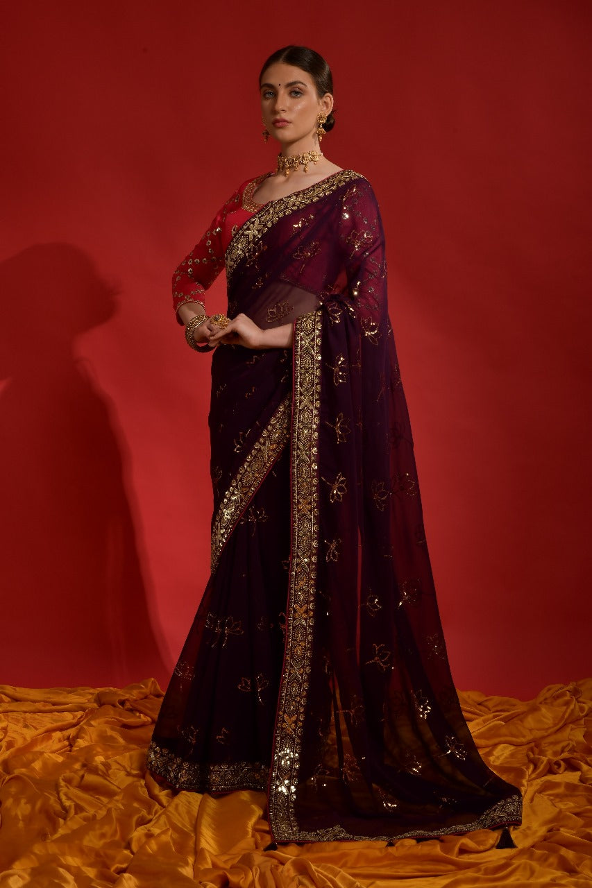 Beautiful Designer Heavy Georgette With Sequence Saree
