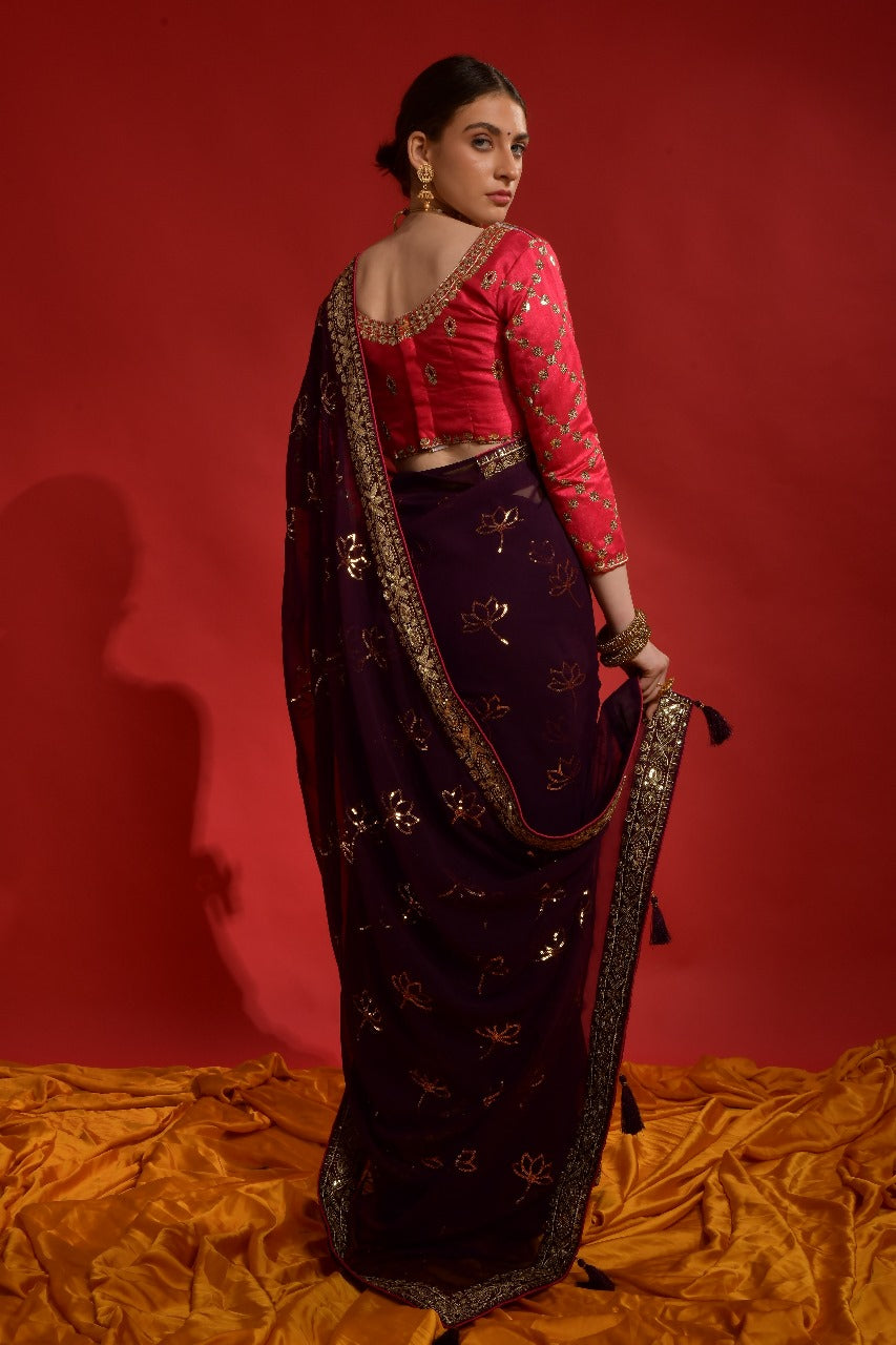Beautiful Designer Heavy Georgette With Sequence Saree
