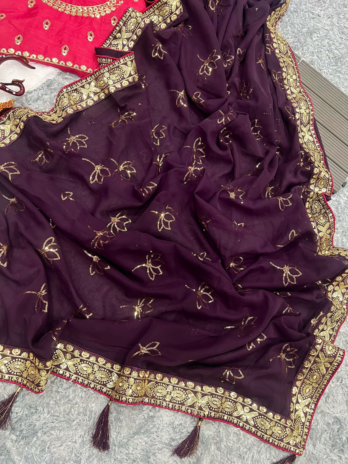 Beautiful Designer Heavy Georgette With Sequence Saree