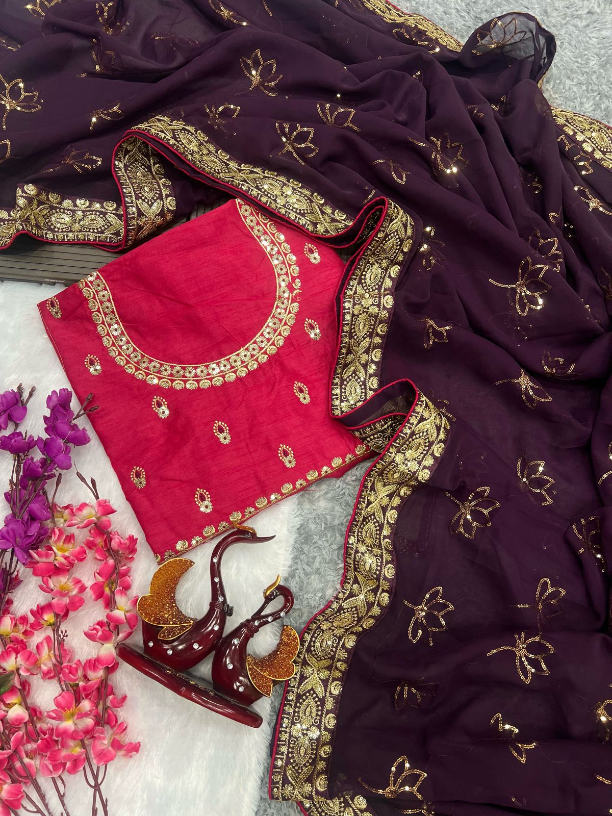 Beautiful Designer Heavy Georgette With Sequence Saree