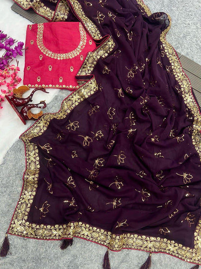 Beautiful Designer Heavy Georgette With Sequence Saree